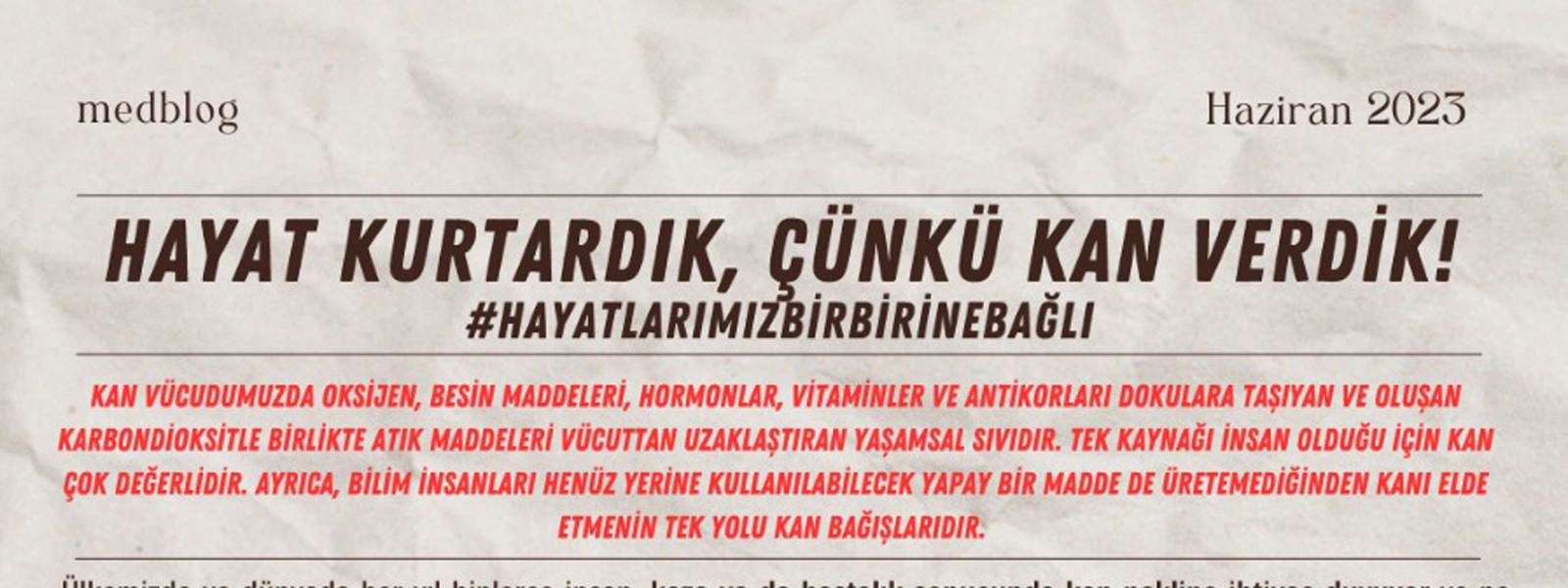 Hayat Kurtardık Çünkü Kan Verdik